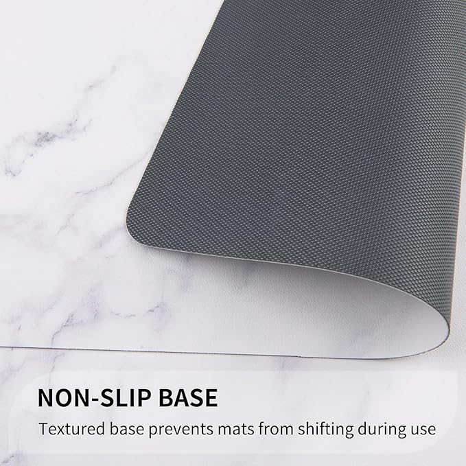 QIYI Placemats Set of 6, 12x18 Inch Faux Leather Place Mats for Kitchen Dinning, Heat Resistant Anti Slip Table Mats, Waterproof Wipeable Washable Placemat Party Table Décor, White Marble
