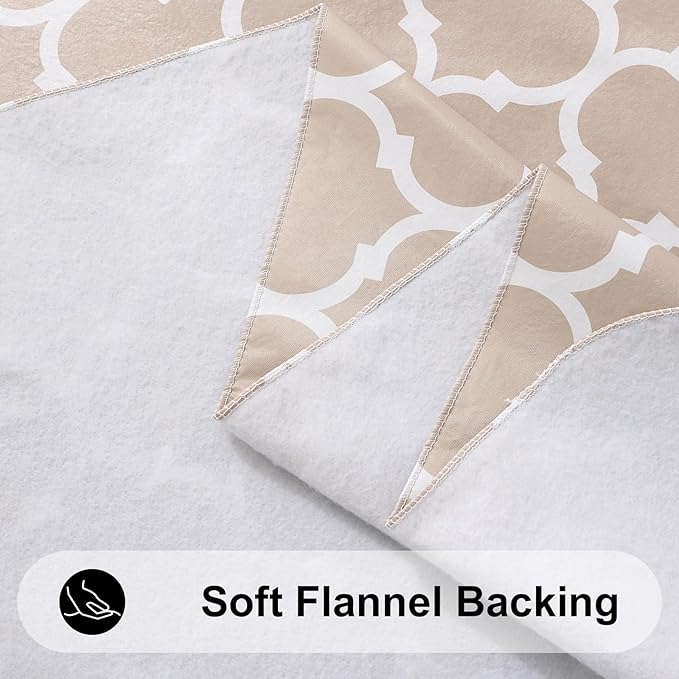 Smiry Square Table Cloth, Waterproof Vinyl Tablecloths with Flannel Backing for Square Tables, Wipeable Spillproof Plastic Tablecloth for Dining, Camping, Indoor and Outdoor (54"x54", Khaki)