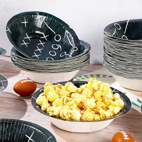 100 Pcs 16 oz Football Paper Bowls - Football Party Snack Bowls Supplies for Game Day Hot Cold Soup Salad Dessert Home Cereal Holiday Decoration