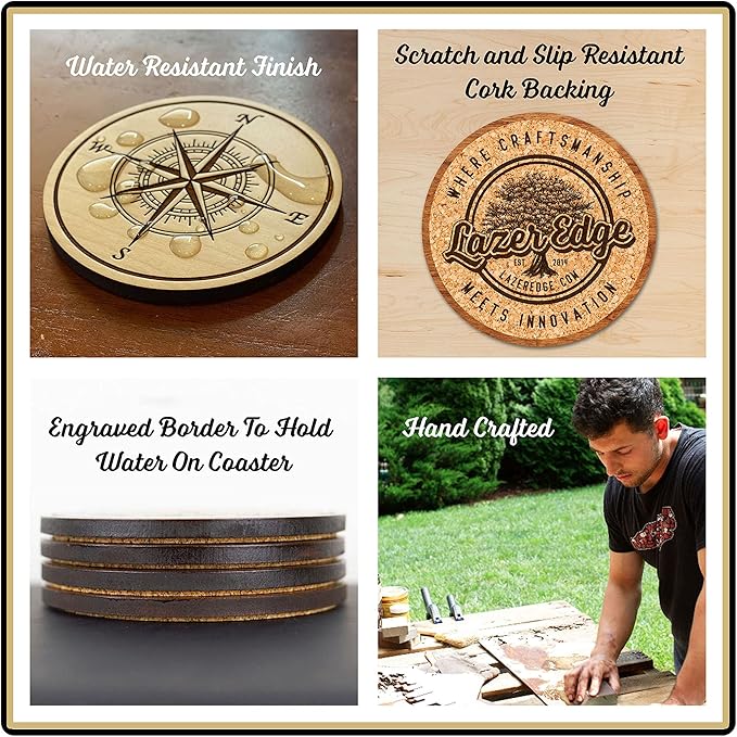 LazerEdge Texas Tech Red Raiders Wooden Coaster Set - Maple Wood - Officially Licensed Product - 4-Pack