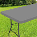 Smiry Rectangle Tablecloth, Elastic Fitted Flannel Backed Vinyl Tablecloths for 8ft Folding Tables, Waterproof Wipeable Table Covers for Indoor, Outdoor, Picnic and Camping (Grey, 30"x96")