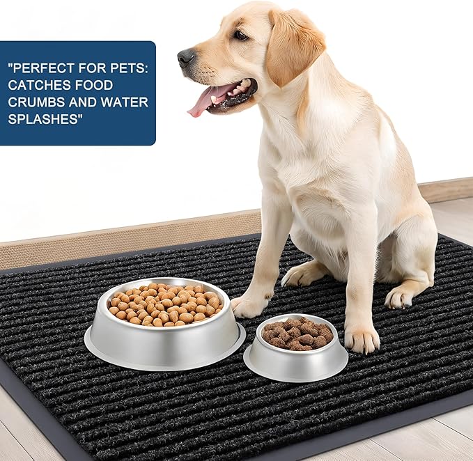 OLANLY Front Door Mat Indoor Outdoor Entrance, Waterproof Heavy Duty Doormat, Fade Resistant, Low Profile, Easy Clean Patio Porch Welcome Floor Mats for Entry, 59x34, Off-Black