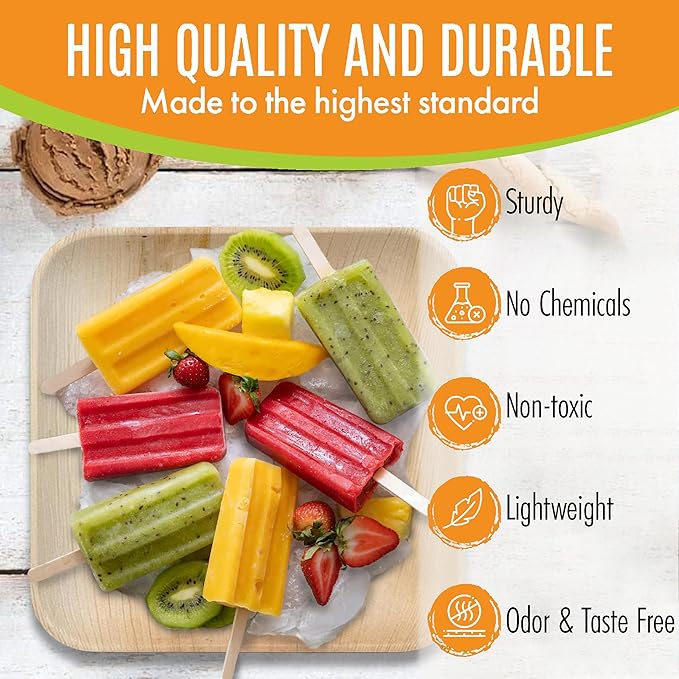 Raj Palm Leaf Plates Bulk [50-Pack] 10" Square Plates (10 CASES - 500 PACK) like Bamboo plates Disposable, Strong, Decorative Compostable Tableware for weddings, Lunch, Dinner, Birthday etc