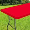 Smiry Rectangle Tablecloth, Elastic Fitted Flannel Backed Vinyl Tablecloths for 8ft Folding Tables, Waterproof Wipeable Table Covers for Indoor, Outdoor, Picnic and Camping (Red, 36"x96")
