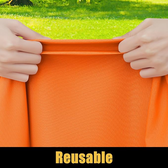 Smiry Rectangle Picnic Table Cloth, Waterproof Elastic Fitted Tablecloths for 5 Foot Tables, Washable Polyester Table Cover for Camping, Indoor and Outdoor (Orange, 30"x60")