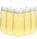 48 Pack 9 oz Stemless Plastic Champagne Flutes, Clear Disposable Champagne Toasting Glasses, Shatterproof and BPA-Free Drinkware for Party & Graduation & Wedding
