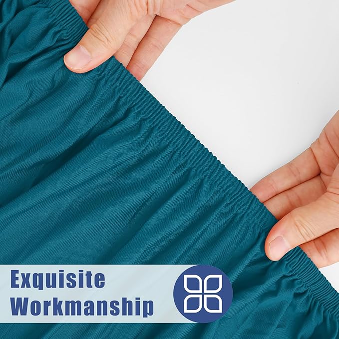 Spandex 8 Foot Rectangle Table Cloth 2 Pack, Elastic Fitted Tablecloths for Picnic, Stretch Washable Patio Table Cover for Outdoor, Camping, Banquet and Parties(Peacock Blue, 30"x96")