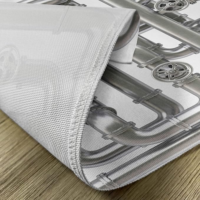 Ambesonne Industrial Place Mats Set of 4, Maze of Pipelines Faucets and Valve Gasoline Engineering Themed Print, Washable Fabric Placemats for Dining Table, Standard Size, Grey White
