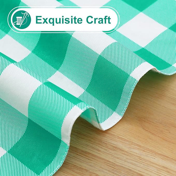 misaya Square Waterproof Vinyl Table Cloth, Buffalo Flannel Backed Tablecloth, Wipeable Plastic Table Cover for Dinner, Kitchen, Outdoor (60" x 60", Green and White)