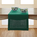 Solino Home Linen Rainforest Green Table Runner 72 Inches Long - 100% Pure Linen Hemstitch Table Runner 14 x 72 Inch for Dresser, Dining, St Patricks Day - Classic Hemstitch