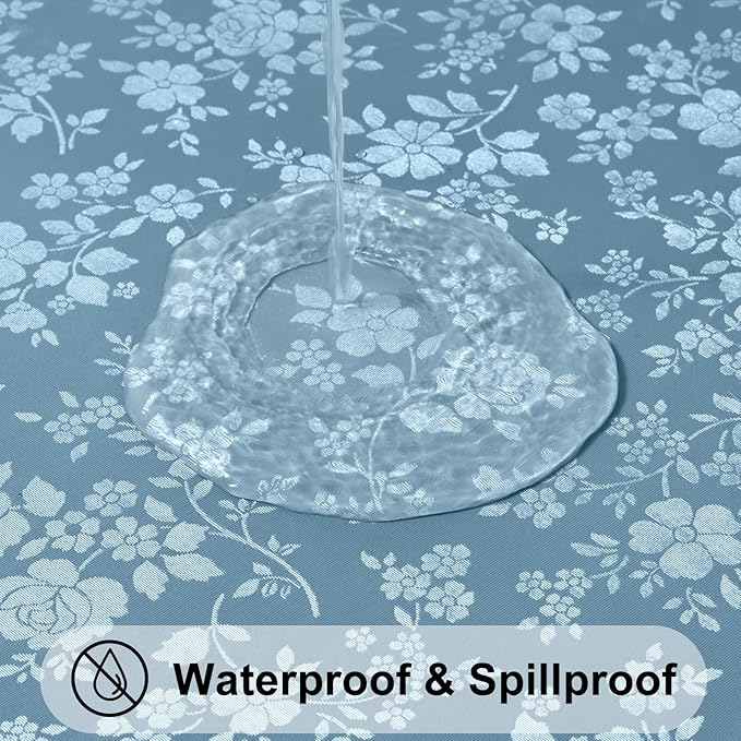 Smiry Rectangle Table Cloth, Waterproof Heavy Duty Vinyl Tablecloths, Wipeable Washable Table Cover for Kitchen and Dining Room (Stone Blue, 54" X 78")