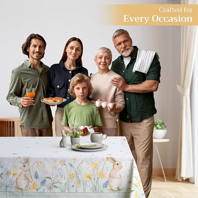 Maison d' Hermine Table Cloth Rectangle Table 100% Cotton 70 x 140 Inches Tablecloth Reusable Decorative for Dining Room Farmhouse Home Valentines Day Decorations Spring Summer - Easter Dew