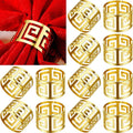 32 Pcs Gold Napkin Rings Hollow Out Napkin Rings Holder Set Metal Serviette Buckle Bulk for Dinner Table Decoration Christmas Holiday Wedding Party Birthday Banquet Gathering
