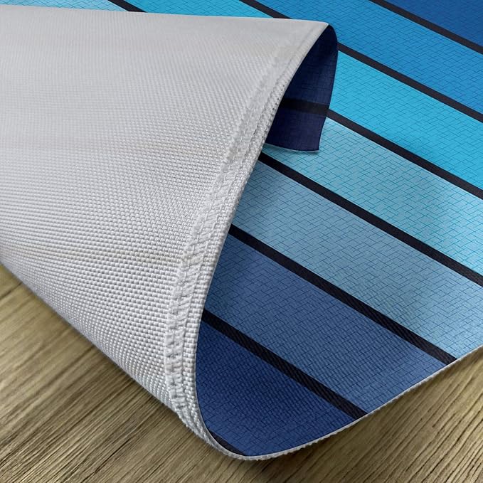 Ambesonne Navy Place Mats Set of 4, Plaques in Marine Tones Border Lines Sketchy Details Print Image, Washable Fabric Placemats for Dining Table, Standard Size, Blue