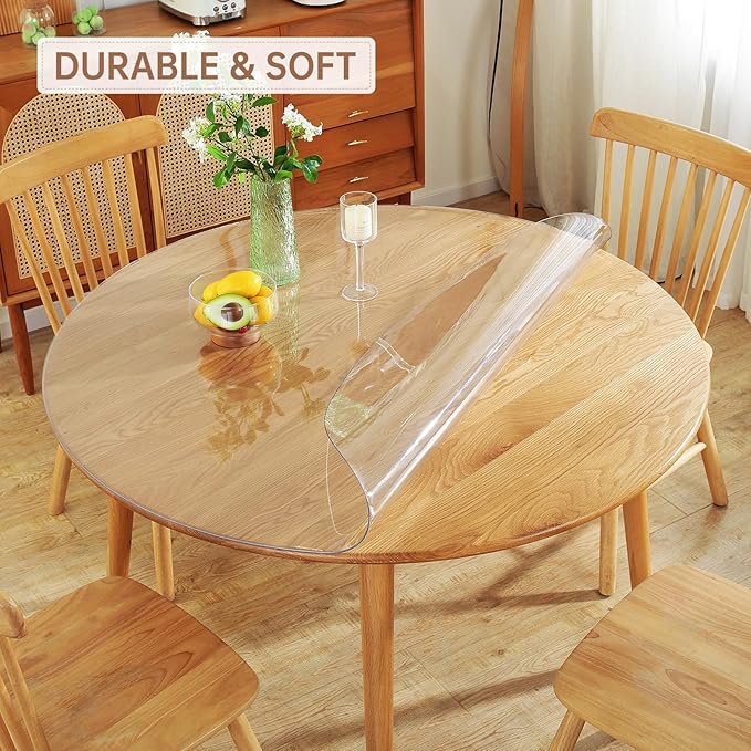 Warmstar Clear Table Protector 2mm Thick, Dia.64Inch Round Clear Table Cover Protector, Plastic Table Cover, Clear Desk Mat Desk Pad, Desk Protector Mat for Coffee Table, Writing Desk, Dining Room