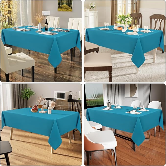 Smiry Rectangle Table Cloth, Waterproof Anti-Scratch Polyester Tablecloth, Decorative Washable Fabric Table Cover for Dining, Buffet, Parties and Outdoor, 60x84, Teal