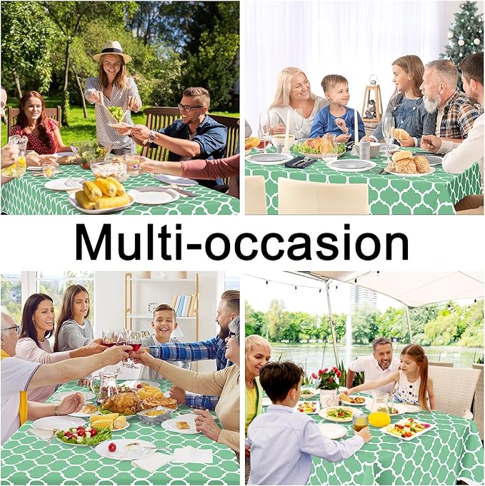 Smiry Rectangle Table Cloth, Waterproof Vinyl Tablecloth with Flannel Backing for Rectangle Tables, Wipeable Spillproof Plastic Tablecloths for Dining, Camping and Indoor(52"x70", Sage Green)
