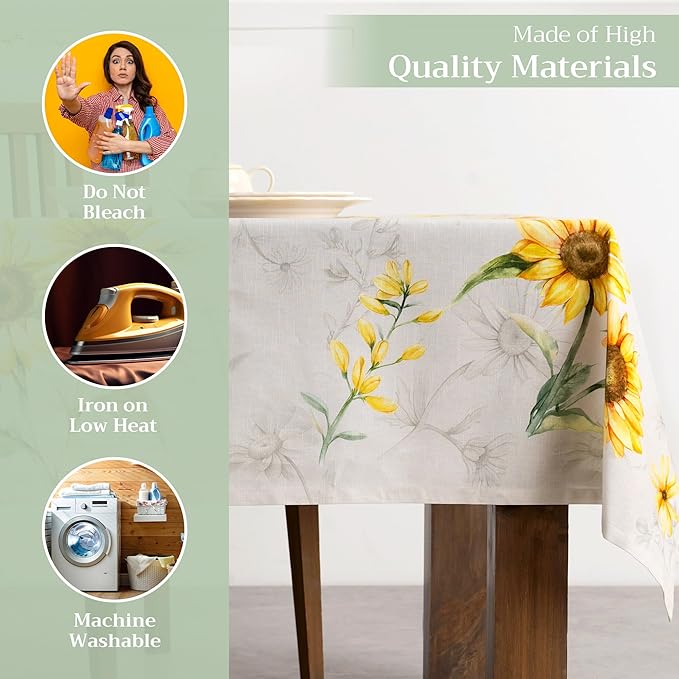 Maison d' Hermine Table Cloth Rectangle Table 100% Cotton 54 x 72 Inches Tablecloth Reusable Decorative for Dining Room Farmhouse Home Valentines Day Decorations Spring Summer - Candice