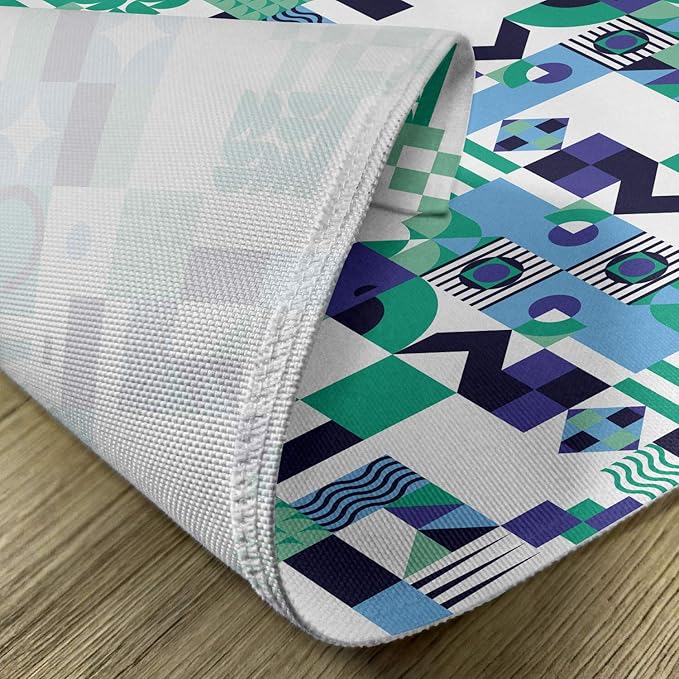 Ambesonne Mid Century Place Mats Set of 4, Geometric Modern Art Design in The Sixties Pop Art Shapes Pattern, Washable Fabric Placemats for Dining Table, Standard Size, Green Black