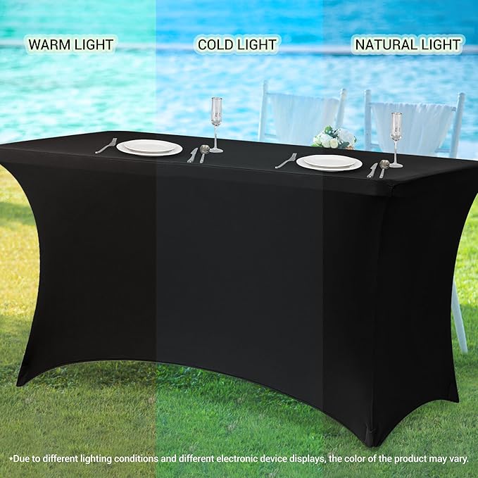 Obstal 6 Pack Stretch Spandex Green Table Covers for 6 Foot Tables - 6 FT Universal Rectangular Fitted Tablecloth Protector for Wedding, Banquet, Party, 72 Length x 30 Width x 30 Height Inches