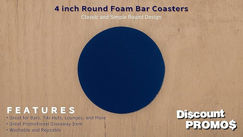 10 Round Foam Bud Coasters Pack, 4 inch - PU Foam, Party Favor - Navy Blue