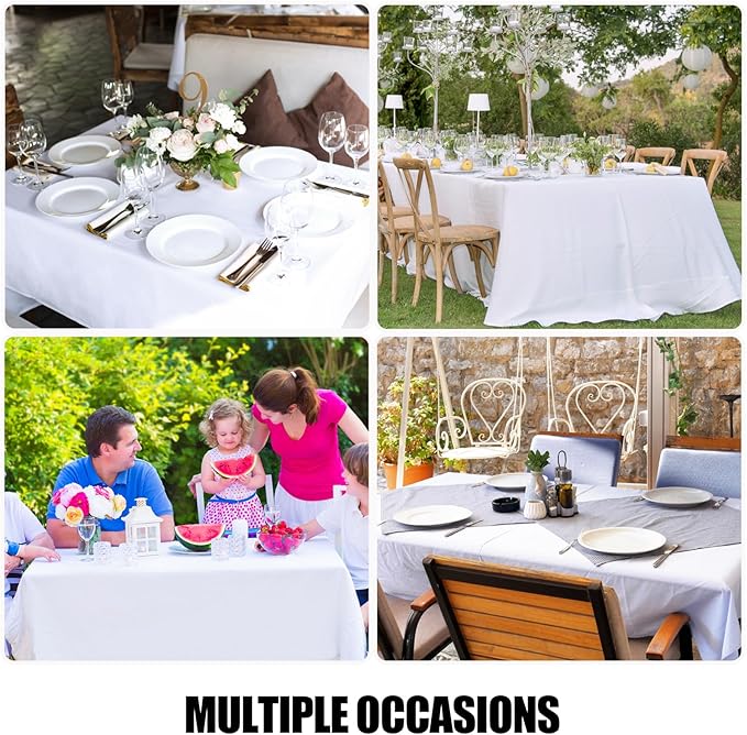 Smiry Rectangle Table Cloth, Waterproof Anti-Scratch Polyester Tablecloth, Decorative Washable Fabric Table Cover for Dining, Buffet, Parties and Outdoor, 60x102, White