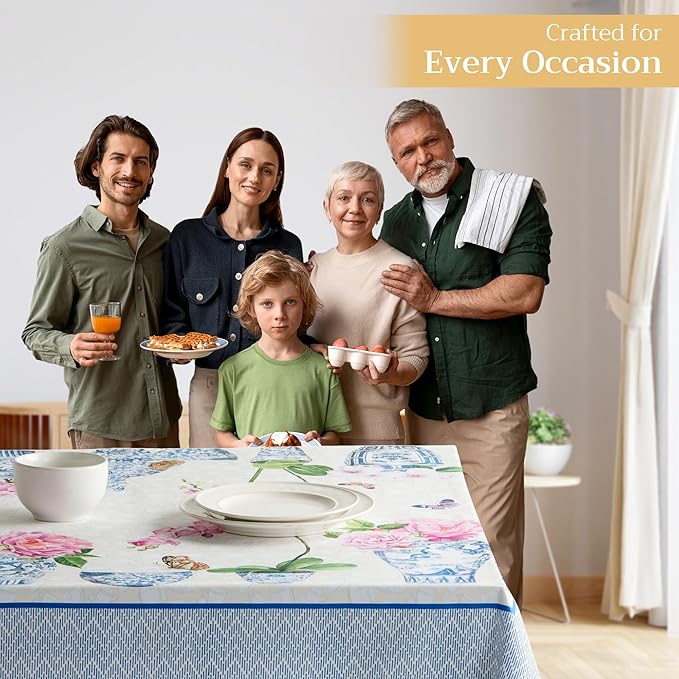Maison d' Hermine Table Cloth Square Table 100% Cotton 54 x 54 Inches Tablecloth Reusable Decorative for Dining Room Farmhouse Home Valentines Day Decorations Spring Summer - Canton