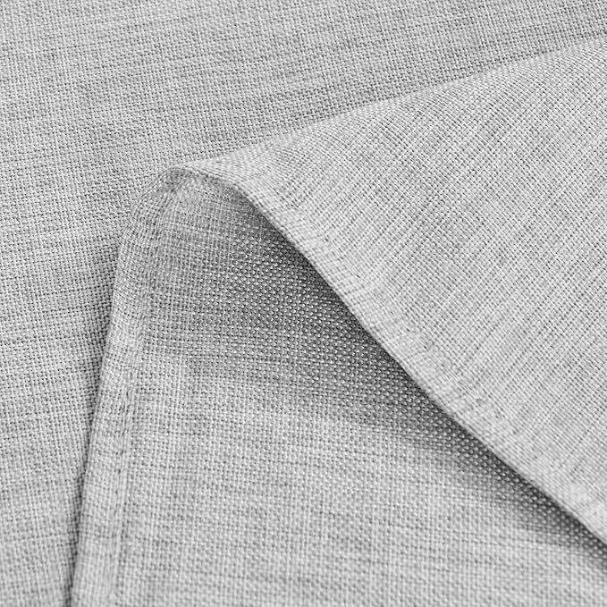Hiasan Faux Linen Rectangle Tablecloth - Wrinkle and Stain Resistant Washable Table Cloth for Kitchen Dining Room Holiday Table Cover for Dinner, Light Grey, 90 x 132 Inch