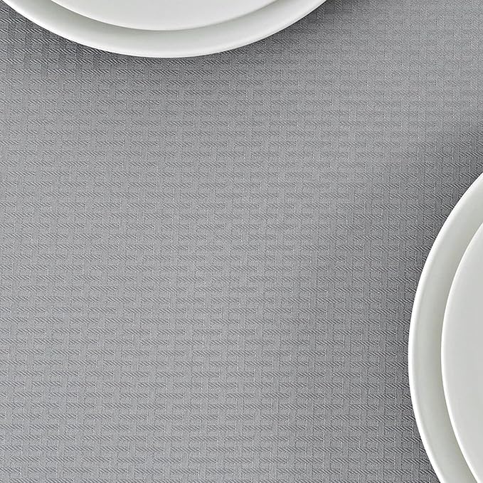 maxmill Weaved Texture Tablecloth Water Resistance Antiwrinkle Spillproof Soft Washable Table Cloth for Dining Room, Buffet Banquet Parties Holiday Dinner, Rectangular 60 x 108 Inch, Light Grey