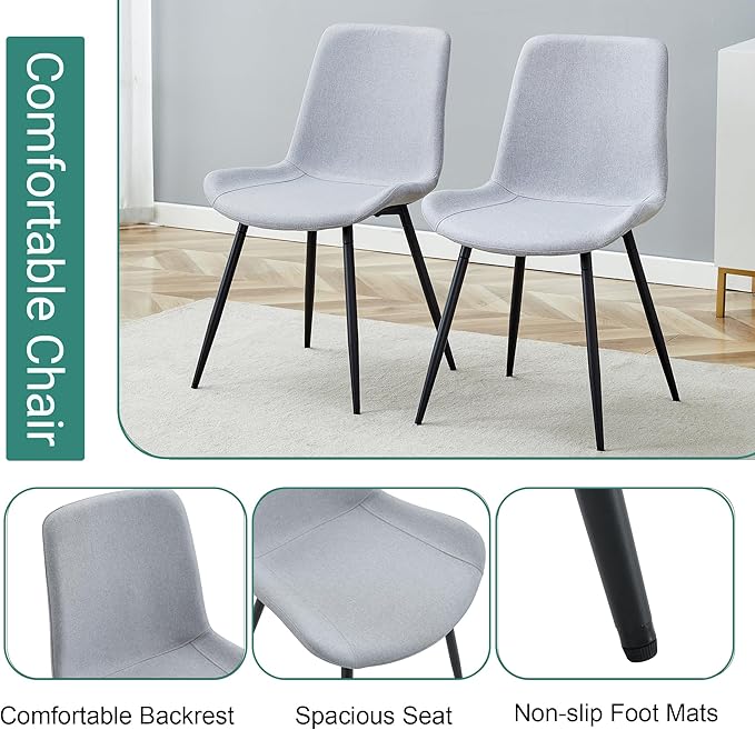 Extendable Dining Table Set for 4, 55"–71" Modern Wood Kitchen Table with 4 Upholstered Chairs, Space-Saving for Living Room Apartment, Sturdy & Comfortable, Easy Assembly