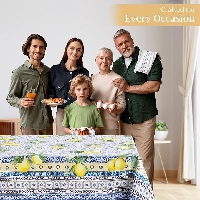 Maison d' Hermine Table Cloth Rectangle Table 100% Cotton 70 x 140 Inches Tablecloth Reusable Decorative for Dining Room Farmhouse Home Valentines Day Decorations Spring Summer - Citrus