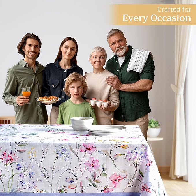 Maison d' Hermine Table Cloth Rectangle Table 100% Cotton 70 x 120 Inches Tablecloth Reusable Decorative for Dining Room Farmhouse Home Valentines Day Decorations Spring Summer - Summer Floral