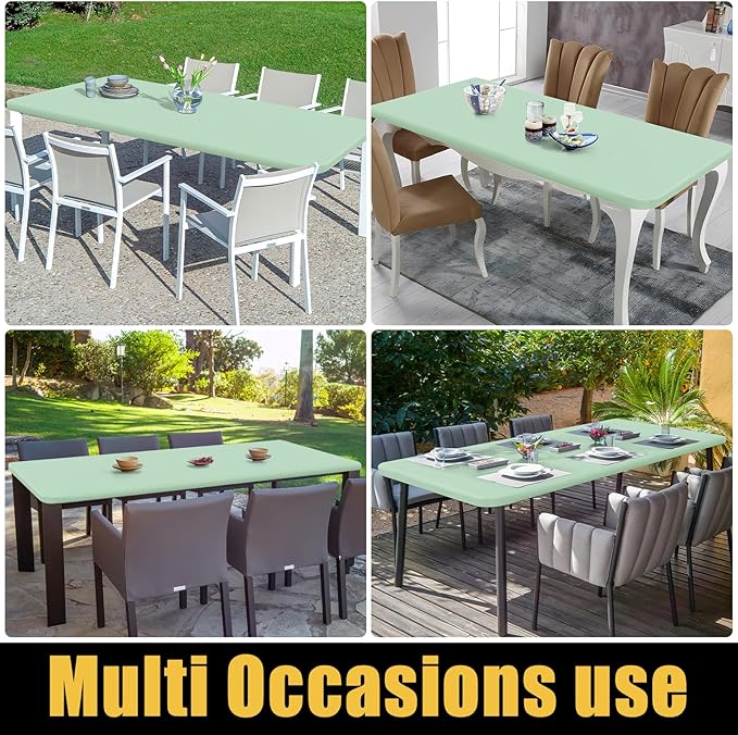 Smiry Rectangle Picnic Table Cloth, Waterproof Elastic Fitted Tablecloths for 4 Foot Tables, Washable Polyester Table Cover for Camping, Indoor and Outdoor (Green, 30"x48")