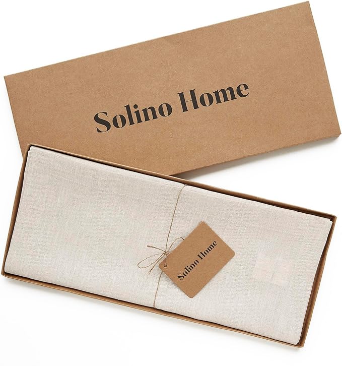 Solino Home Linen Table Runner 108 Inches Long - Athena, 100% Pure Linen Light Natural 14 x 108 Inch Table Runner for Dining, Spring, Easter