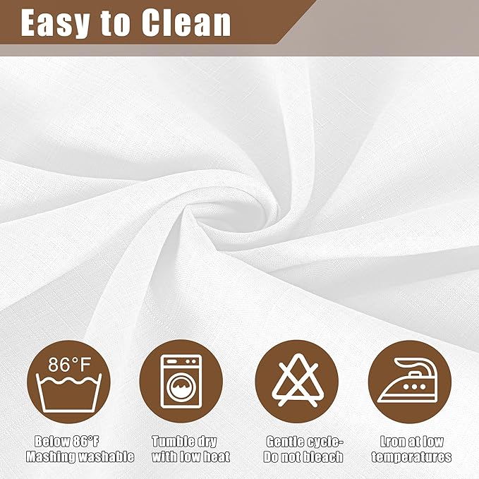 Fitable Faux Linen White Tablecloths for Rectangle Tables - 90 x 132 Inch - 6 Pack Fabric Textured Washable Table Clothes Floor Lenghth Table Covers for Wedding, Party, Banquet, Birthday