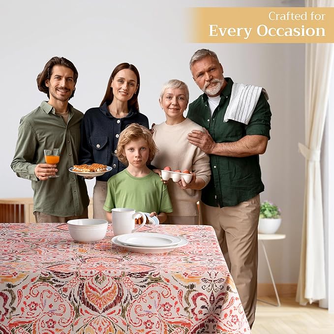 Maison d' Hermine Table Cloth Rectangle Table 100% Cotton 60 x 120 Inches Fall Tablecloth Reusable Everyday Use for Thanksgiving Christmas Decorations Dining Farmhouse Party (Damask)
