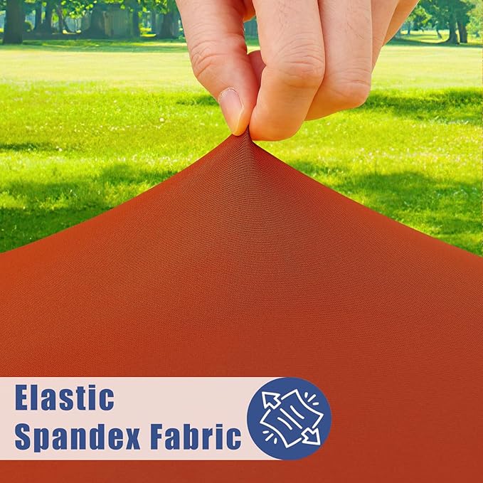 Round Spandex Tablecloth, Elastic Fitted Waterproof Tablecloths for 18"-24" Tables, Stretch Washable Picnic Table Cover for Camping, Dining, Indoor and Outdoor, Rust