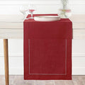 D'Moksha Homes Linen Red Table Runner 144 Inches Long - 100% Pure Linen Extra Long Table Runner 14 x 144 Inch for Valentines, Spring - Classic Hemstitch