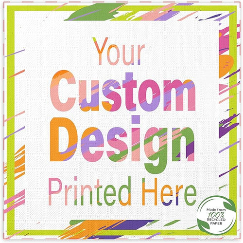 100% Recycled Custom Cocktail Napkins - Personalized 100% Recycled Napkins - Eco-friendly & Full-Color Digital Printed - Events & Celebrations - Pack of 50 - All Over Embossed Full Coverage, 5"x 5"