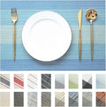 Placemats Set of 12 Vinyl/Plastic Woven Place Mats for Kitchen Table Indoor/Outdoor Washable Placemat Wipeable Dining Table Mats (Ocean Geode,12)