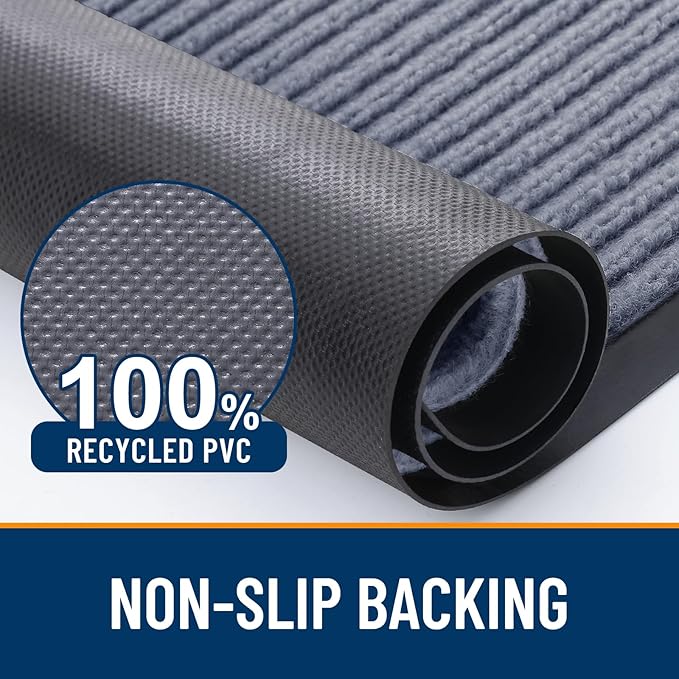 OLANLY Front Door Mat Indoor Outdoor Entrance, Waterproof Heavy Duty Doormat, Fade Resistant, Low Profile, Easy Clean Patio Porch Welcome Floor Mats for Entry, 47x30, Ash Grey