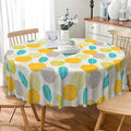 Laeacco 24 Inch Geometric Round Tablecloth Colorful Abstract Oval Leaf Pattern Modern Art Print Table Cloth Washable Waterproof Wrinkle Free Table Cover for Kitchen Dining Picnic Party Decoration