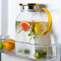 Glass Pitcher With Lid and Spout, 1.8 Liter 60 oz Glass Pitchers With Handle And Lid, Jug Water Pitchers For Fridge, Carafe Jar for Hot/Cold Water Iced Tea Juice Coffee Milk Beverage