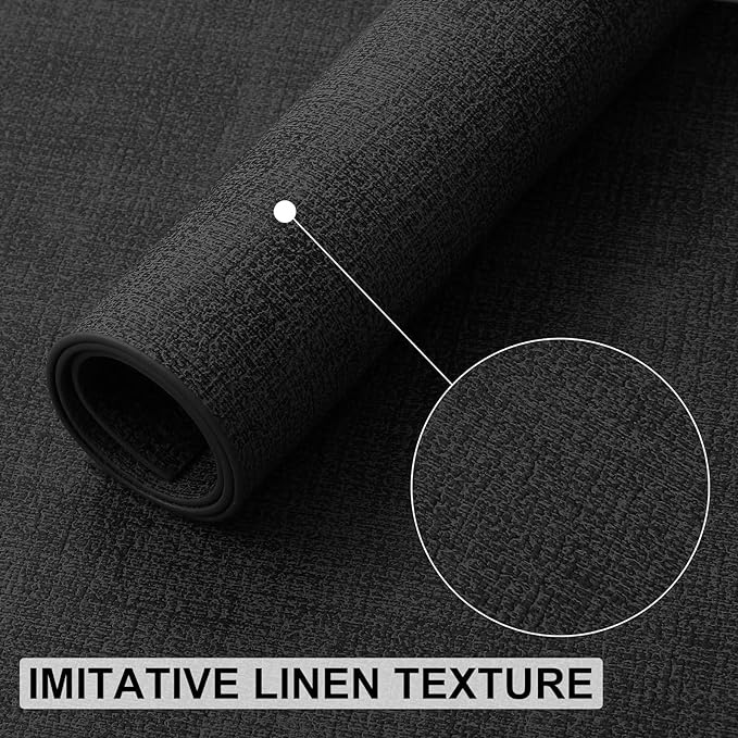 homing Faux Leather Heat Resistant Placemats 6 Packs, Waterproof Wipeable Dining PU Place Mats for Indoor & Outdoor, Easy to Clean, Black
