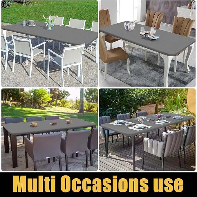 Smiry Rectangle Picnic Table Cloth, Waterproof Elastic Fitted Tablecloths for 4 Foot Tables, Washable Polyester Table Cover for Camping, Indoor and Outdoor (Grey, 24"x48")