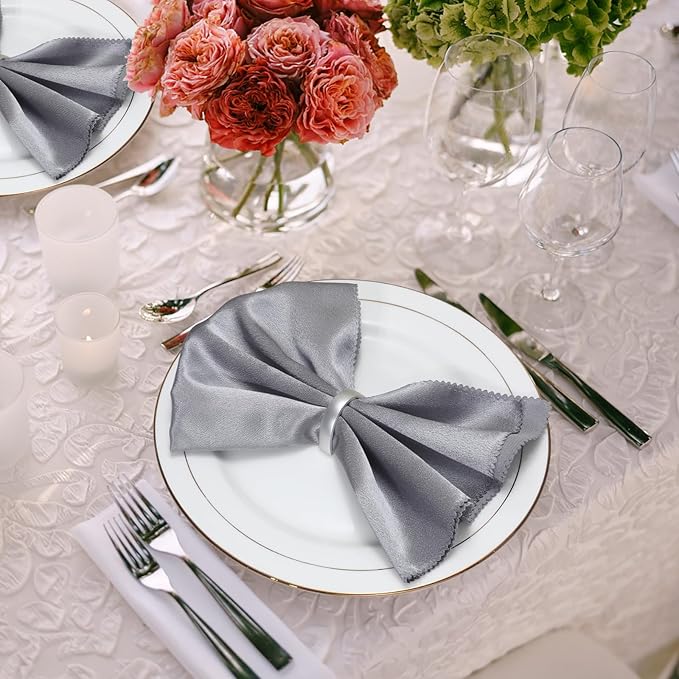 KPOSIYA Napkin Rings Set of 20, Metal Silver Napkin Rings Bulk for Table Settings, D-Shape Napkin Holders Rings for Dinner Table Decor, Easter, Fall,Thanksgiving, Christmas, Party,（Silver 20 pcs）
