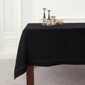 Solino Home Linen Tablecloth 60 x 108 Inch - Classic Hemstitch 100% Pure Linen Black Table Cloth for Rectangle Tables - Machine Washable Tablecloth for Winter, Spring, Easter