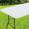 Smiry Rectangle Tablecloth, Elastic Fitted Flannel Backed Vinyl Tablecloths for 5ft Folding Tables, Waterproof Wipeable Table Covers for Indoor, Outdoor, Picnic and Camping (White, 36"x60")