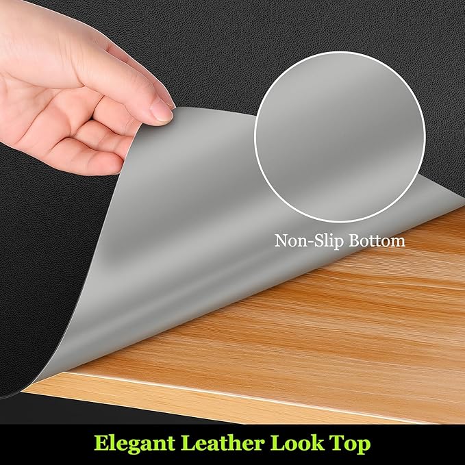 Warmstar Leather Table Cover 16 x36 Inch, 1.8MM Thick PVC Table Protector Waterproof, Desk Cover Protector Non-Slip Table Pad for Kitchen, Dresser, Gaming Desk,Dining Room Table