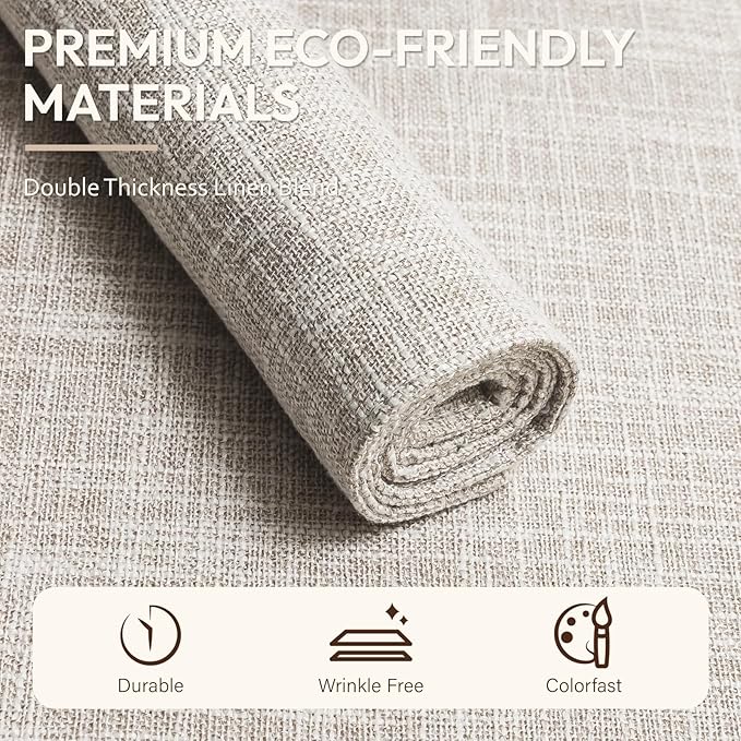 Blue Forest Placemats Set of 4, Dual-Layered Thickened Faux Linen Cloth Place Mats Heat Resistant Machine Washable Wrinkle Free Table Mats Indoor/Outdoor (Cream Beige)